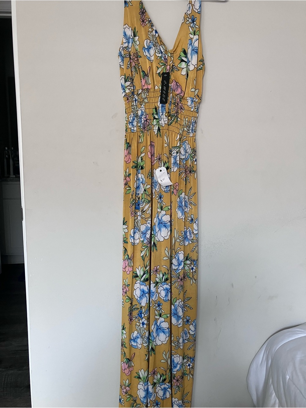 Floral Mustard V-Neck Maxi Dress - Sleeveless Summer Dress